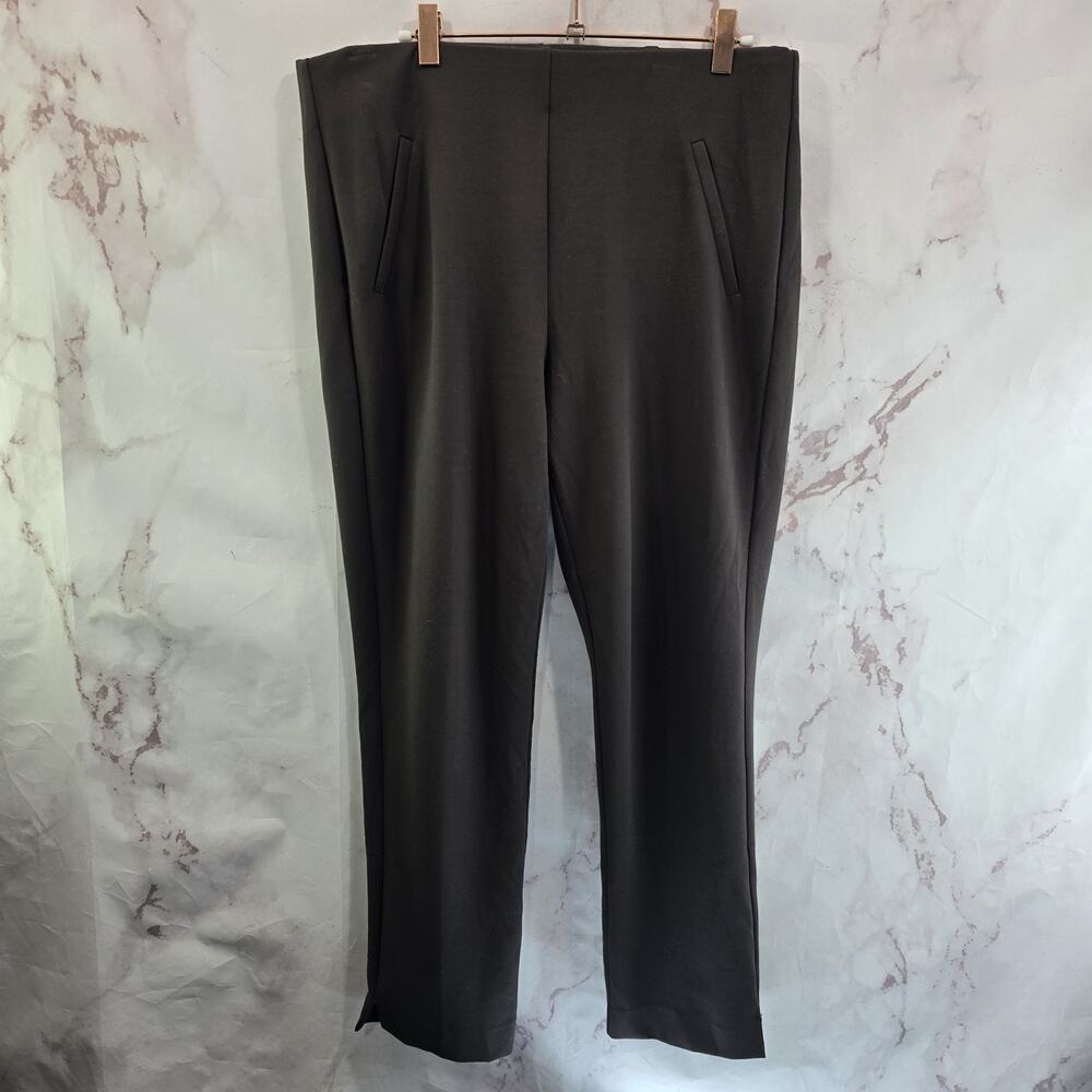 Chicos Pants Women 1.5 10 Brown High Rise Bootcut Stretch Trousers Ponte Crop